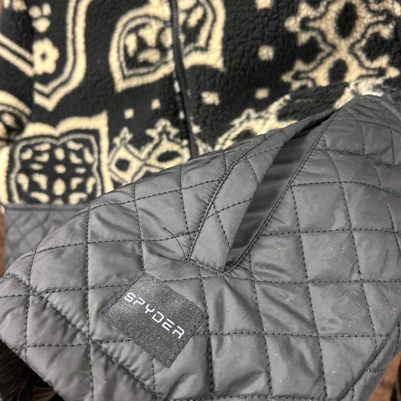 NWT Spyder Full Zip Quilted Fleece Hooded Jacket Women's Large Aztec Medallion - Picture 5 of 11